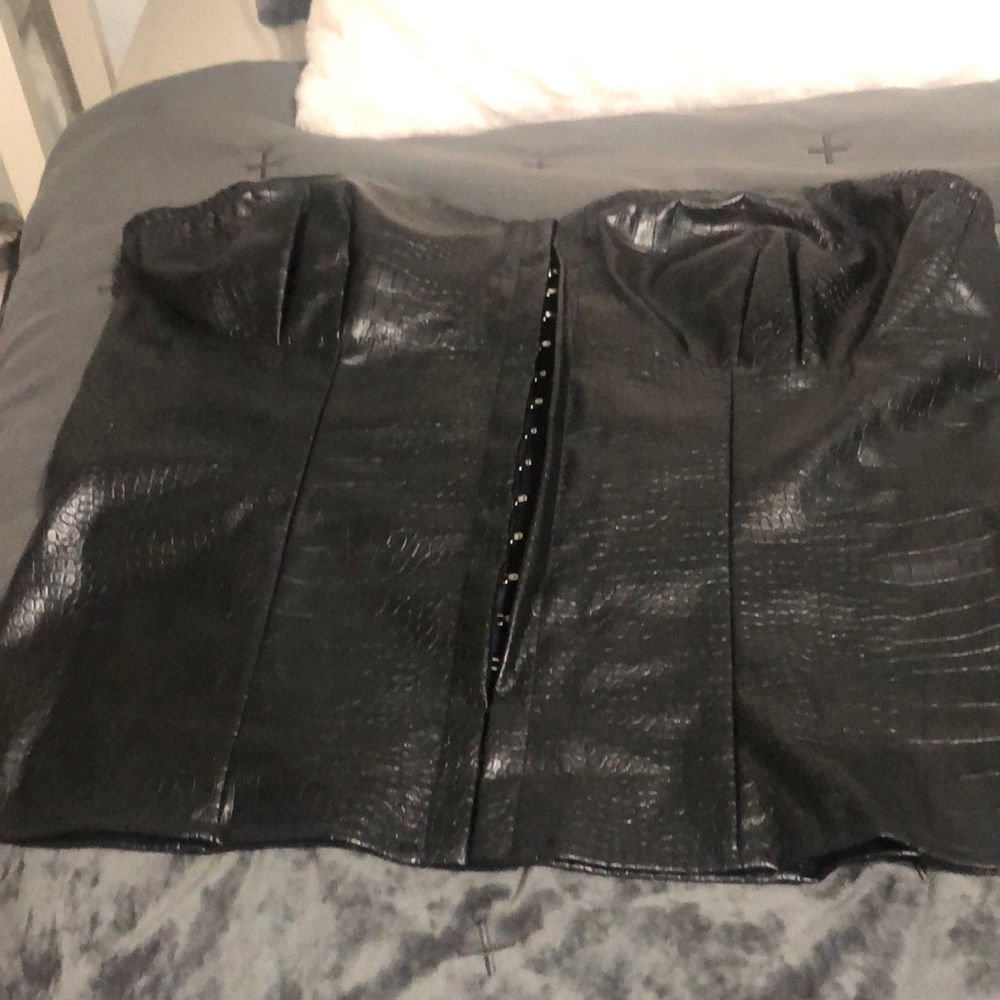 Faux leather crop tube